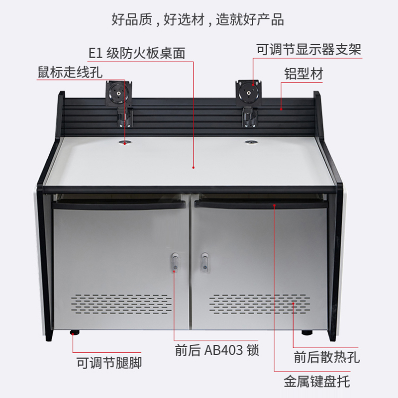 创世人 办公监控操作台指挥中心调度台操作台双联1.26m高清大图