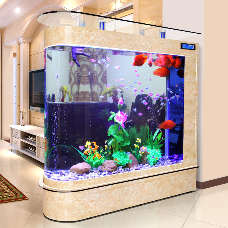子金鱼缸水族箱大型玻璃生态客厅小型落地免换水家用圆形高清大图
