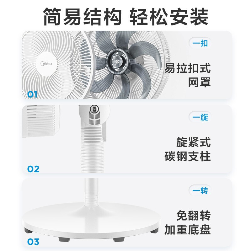美的(Midea)电风扇落地扇家用小型台地两用立式台式电扇FSA25UB 米白高清大图