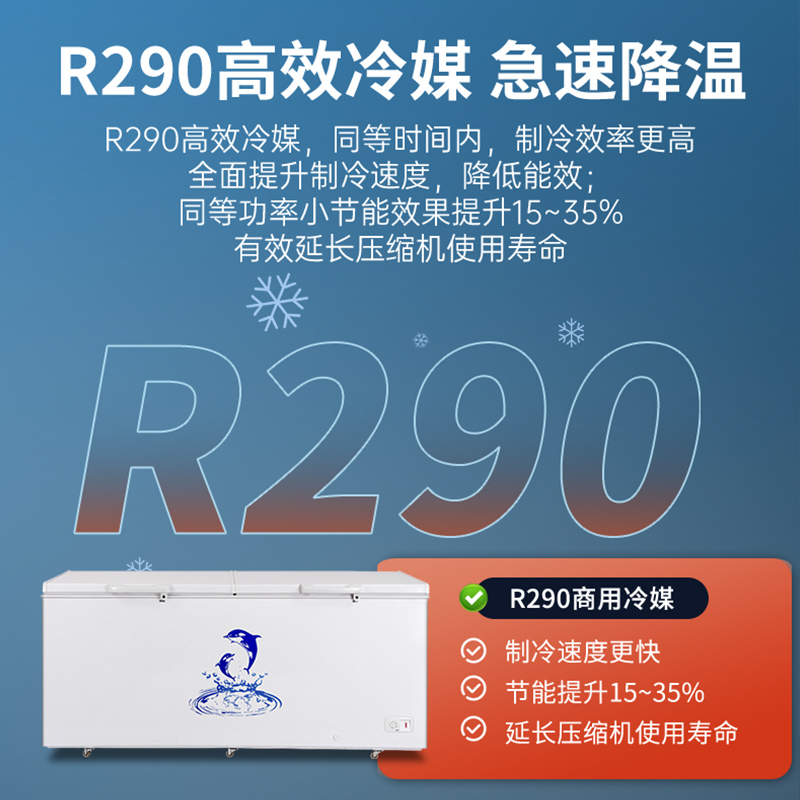 澳柯玛顶开门商用大容量625升卧式冷柜BC/BD-625AYYS -38度低温合金内胆冰柜高清大图