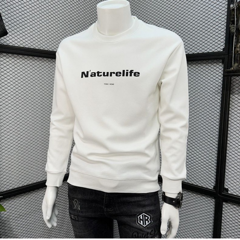 字母潮流卫衣男秋冬季新款潮牌修身长袖体恤套头内搭休闲圆领上衣_457_980高清大图
