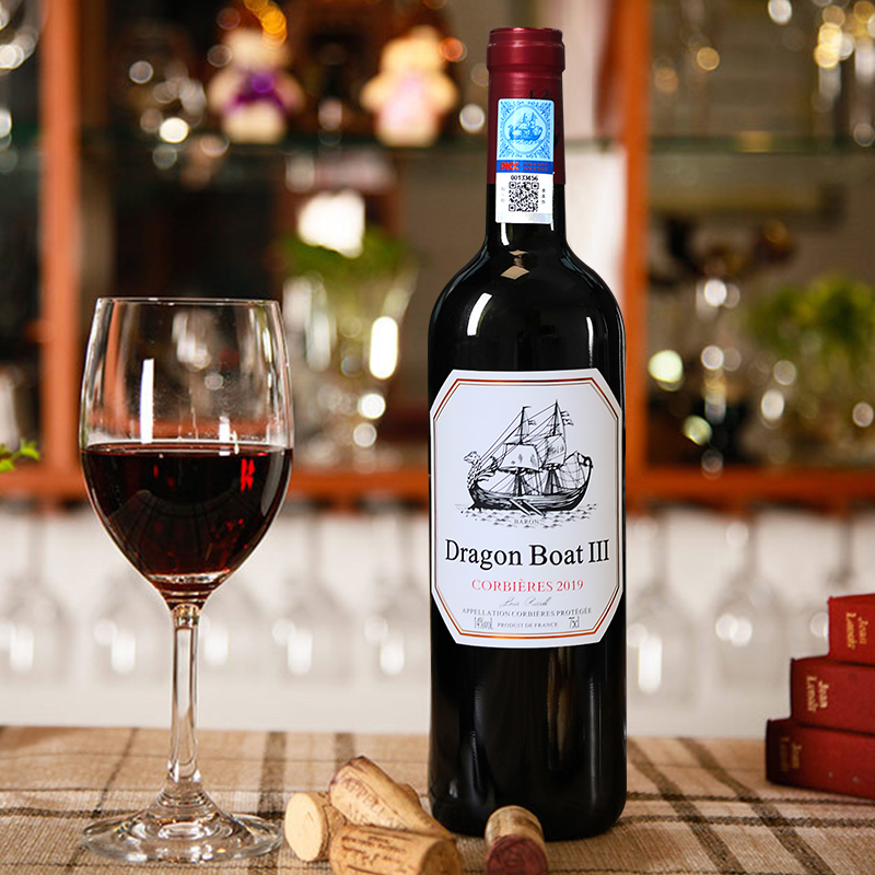 法国进口龙船三世男爵干红葡萄酒14度aop等级红酒朗格多克产区750ml6