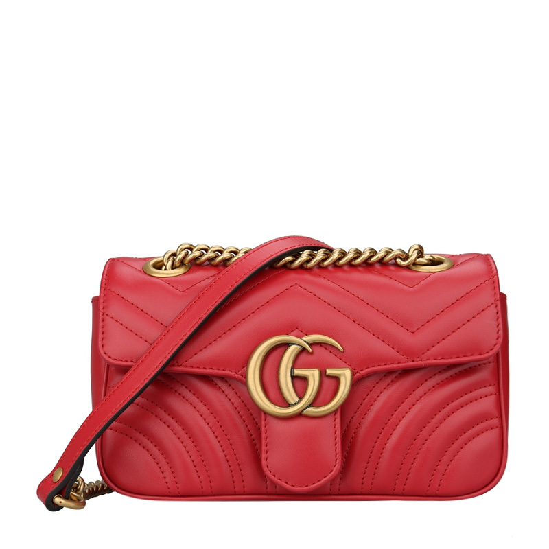 【马思纯同款】GUCCI 古驰 女士红色皮革斜挎包 446744-DTDIT-6433