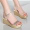 达芺妮2021夏季新款真皮凉鞋女水钻平底厚底高跟鞋松糕防水台女鞋