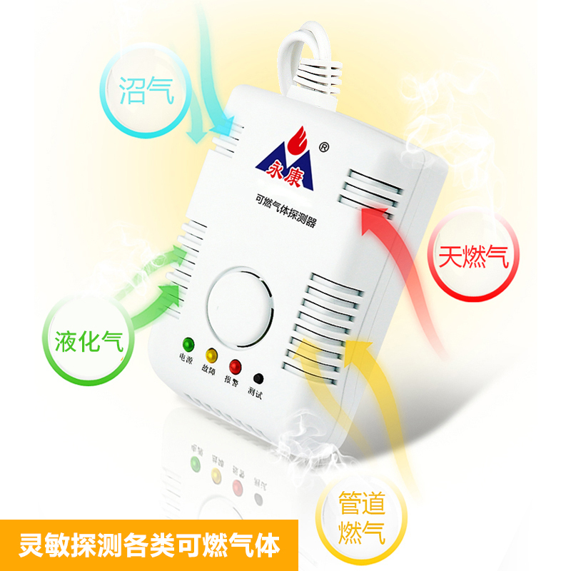 永康消防认证家用经济款燃气报警器联动款YK802+DN15电磁阀门天然气自动切断厨房天然气城市煤气燃气泄漏探测器