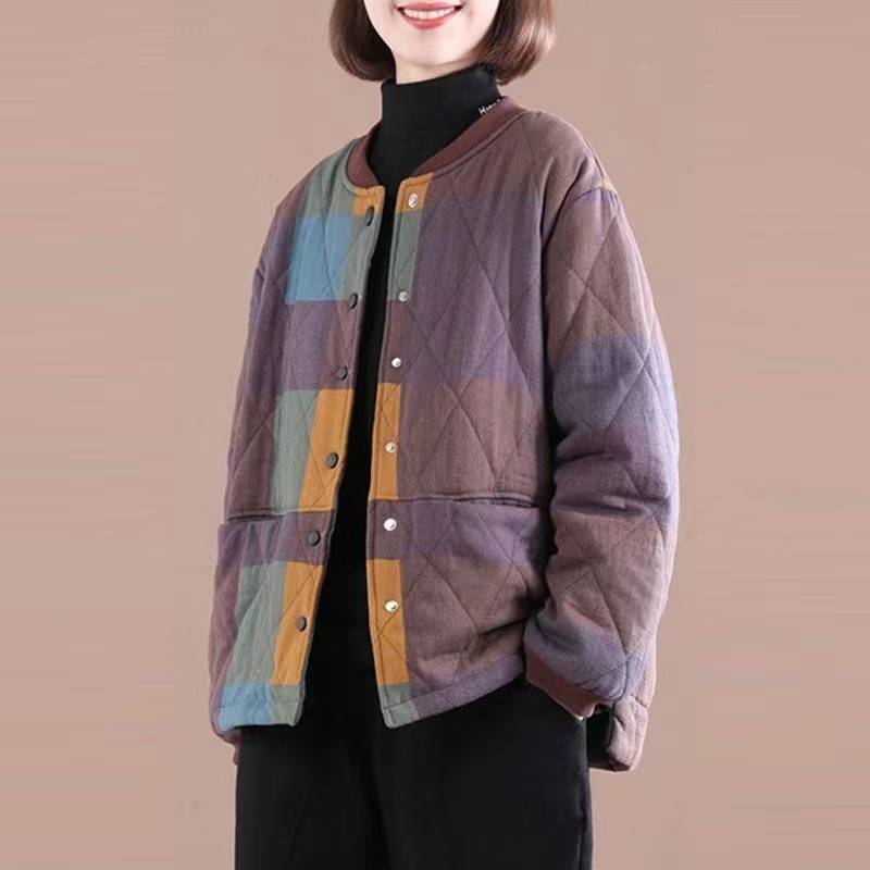 加厚夹棉妈妈装冬装新款韩版小碎花棉衣宽松大码印花休闲洋气棉服