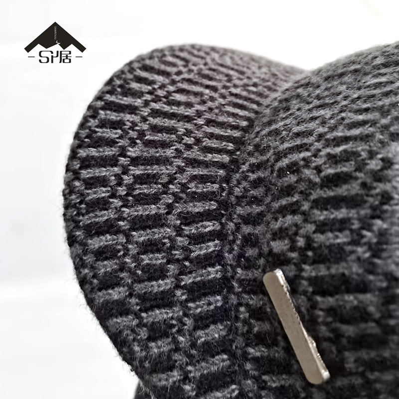 三人居加绒护耳保暖针织帽鸭舌帽SRJMZ8969/顶高清大图