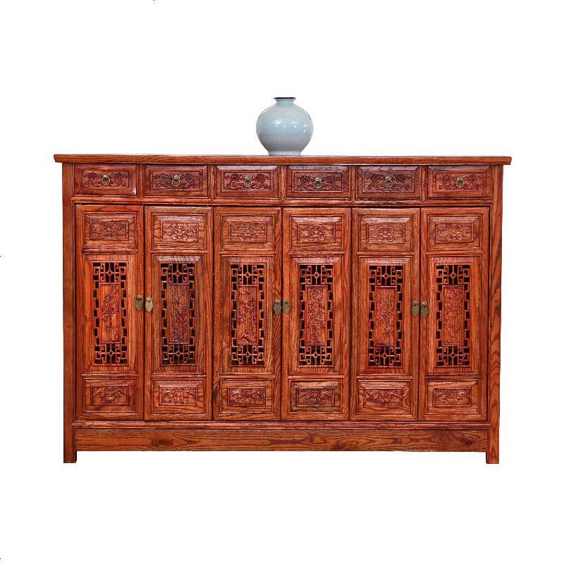 中式实木鞋柜花储物柜厅多层架复古榆木家具玄关餐边柜特价