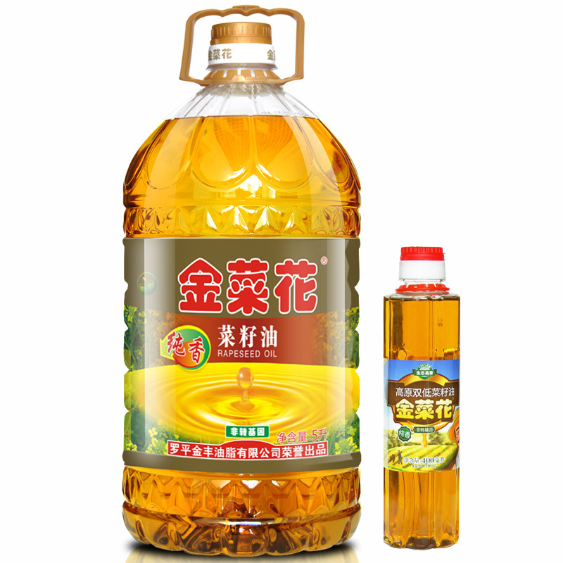 金菜花 5L+400ml 罗平纯香三级菜籽油 非转基因物理压榨植物食用油香油 (单位:组)