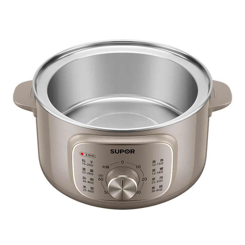 苏泊尔双层智能电蒸锅 ZN26YK85 不锈钢大容量旋钮控制预约功能26CM大口径高清大图