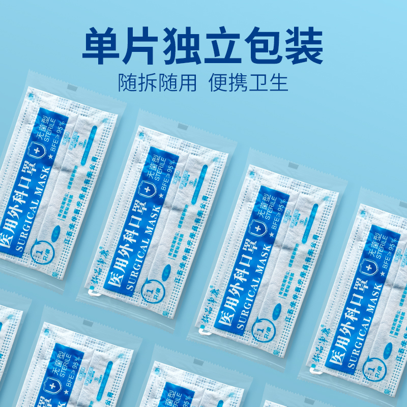 医用外科口罩一次性医疗口罩50只/盒 三层正规正品医用无菌独立包装成人