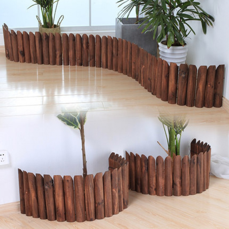 阳台木围栏闪电客花圃篱笆庭院碳化圆形室内装饰室外菜园小栅栏插地