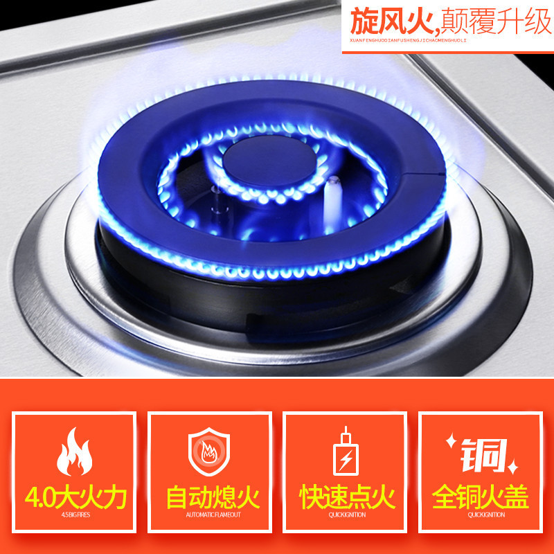 欧尼尔(OUNIER)A2-1燃气灶嵌入式煤气灶台嵌两用不锈钢家用大火力双灶聚能节能猛火台式灶台灶炉具灶具 天然气