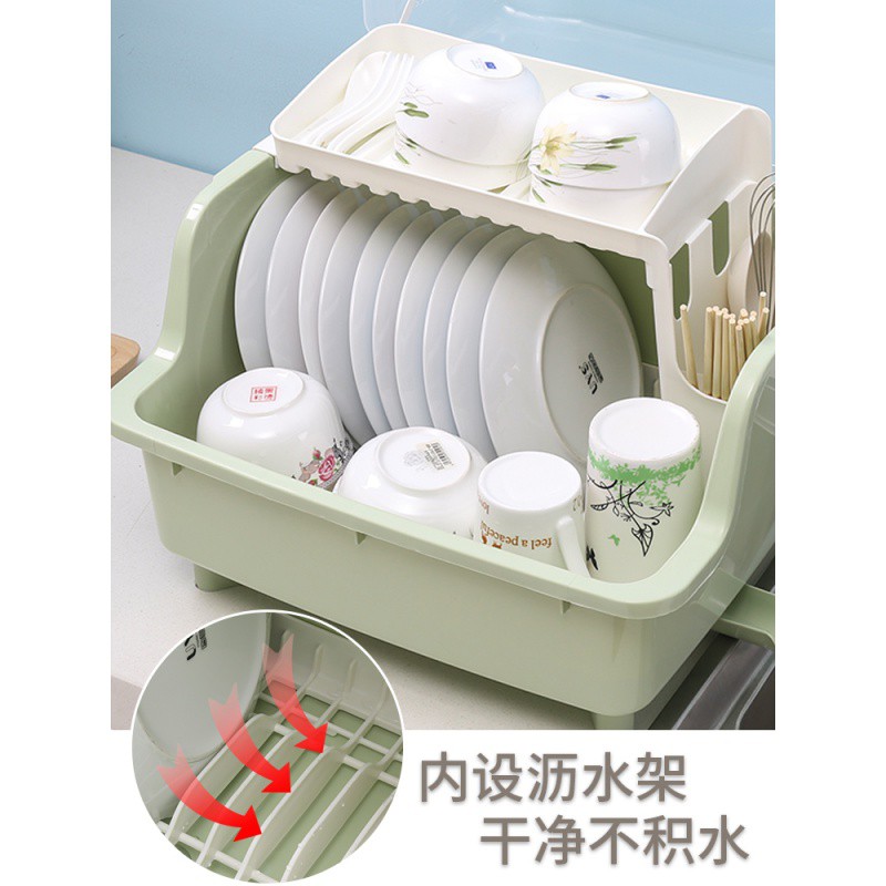 碗柜晾碗架沥水架家用大全放碗碟架带盖碗筷收纳盒厨房用品置物架收纳层架 三维工匠高清大图