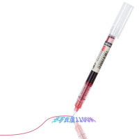 得力S856透明速干直液式走珠笔学生用中性笔黑色碳素水性直液签字水笔考试用笔0.5mm速干12支-红色