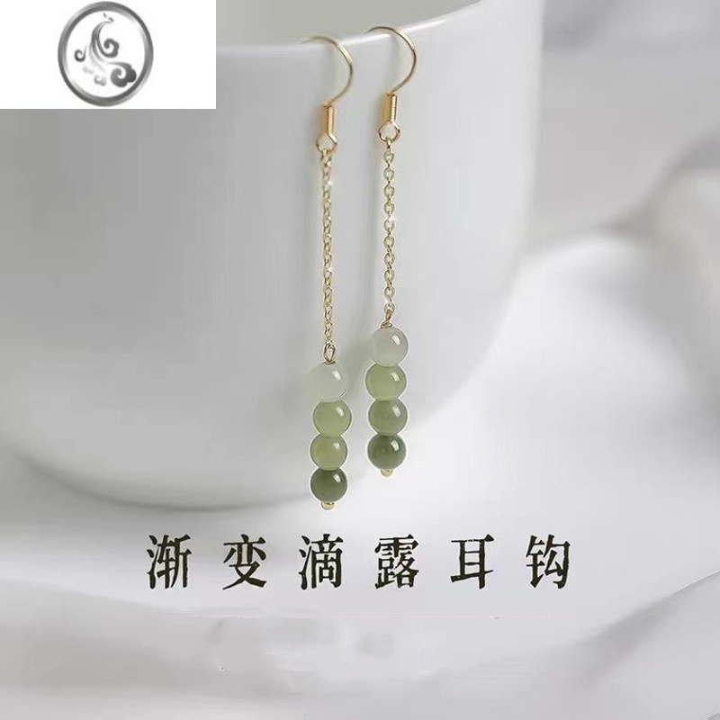 JiMi复古渐变和田耳钉耳环女汉服古风新中式旗袍饰品无耳洞蚊香盘耳夹
