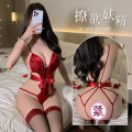 长夜漫漫情趣内衣性感三点式系带文胸内裤圣诞风制服诱惑纯欲2042aH