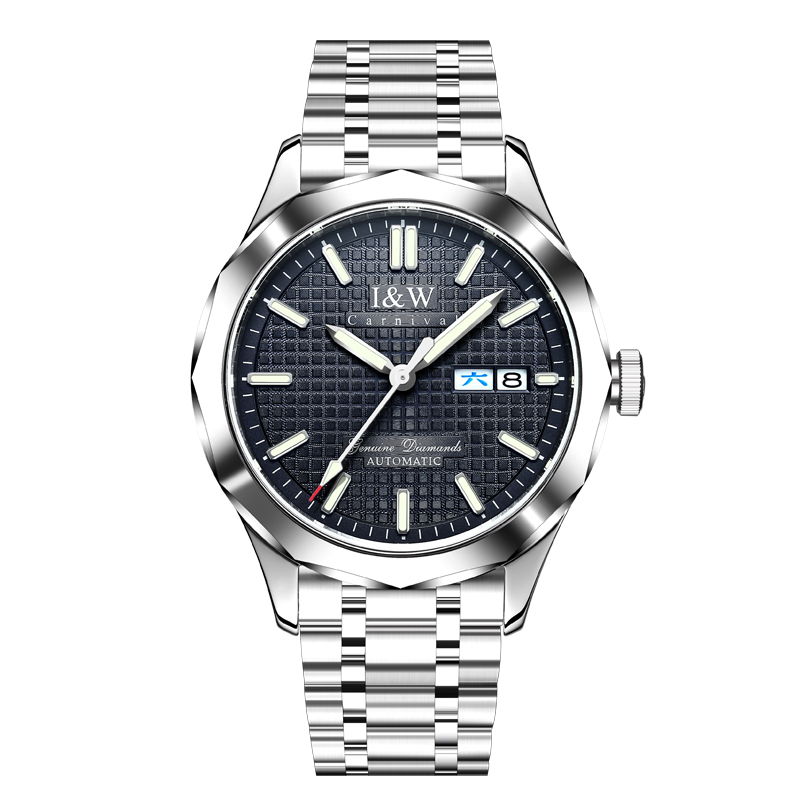 瑞士爱沃驰I&W CARNIVAL手表全自动机械表 男表100米防水进口机芯夜光男士表潮流双日历钨钢名牌男表563高清大图