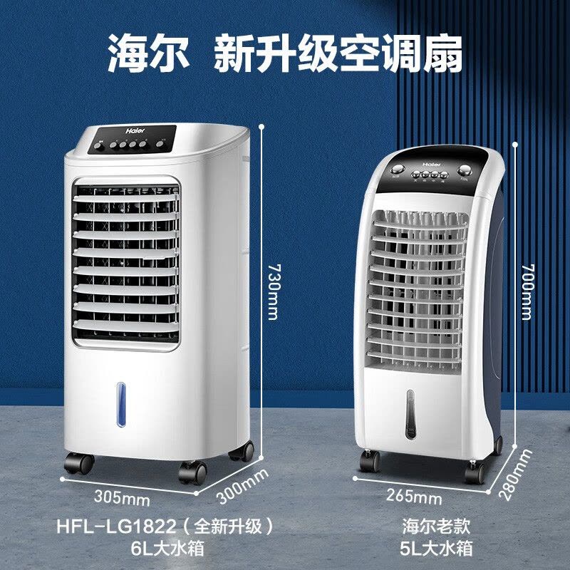 海尔(Haier)空调扇冷风扇无叶风扇6L水箱 三档风速广角送风 家用客厅卧室节能旋钮加湿HFL-LG1822机械款图片