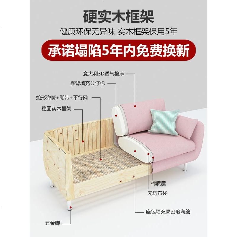 北欧布艺沙发小户型客厅卧室公寓双人简约经济型新款可拆洗乳胶款高清大图