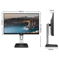 AOC Q24P1U 23.8英寸 2K超清 护眼IPS屏 窄边框旋转升降液晶显示器(DP+双HDMI+USB3.2)