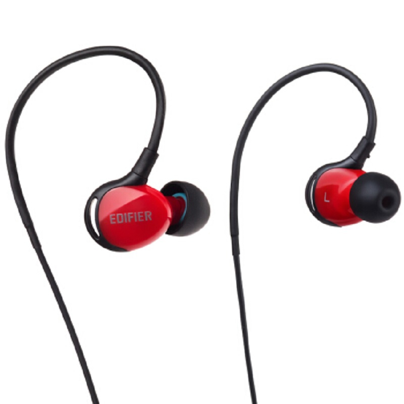 漫步者(EDIFIER) H281PS 运动耳机挂耳式入耳带麦线控重低音防水 酷黑红(单位:副)