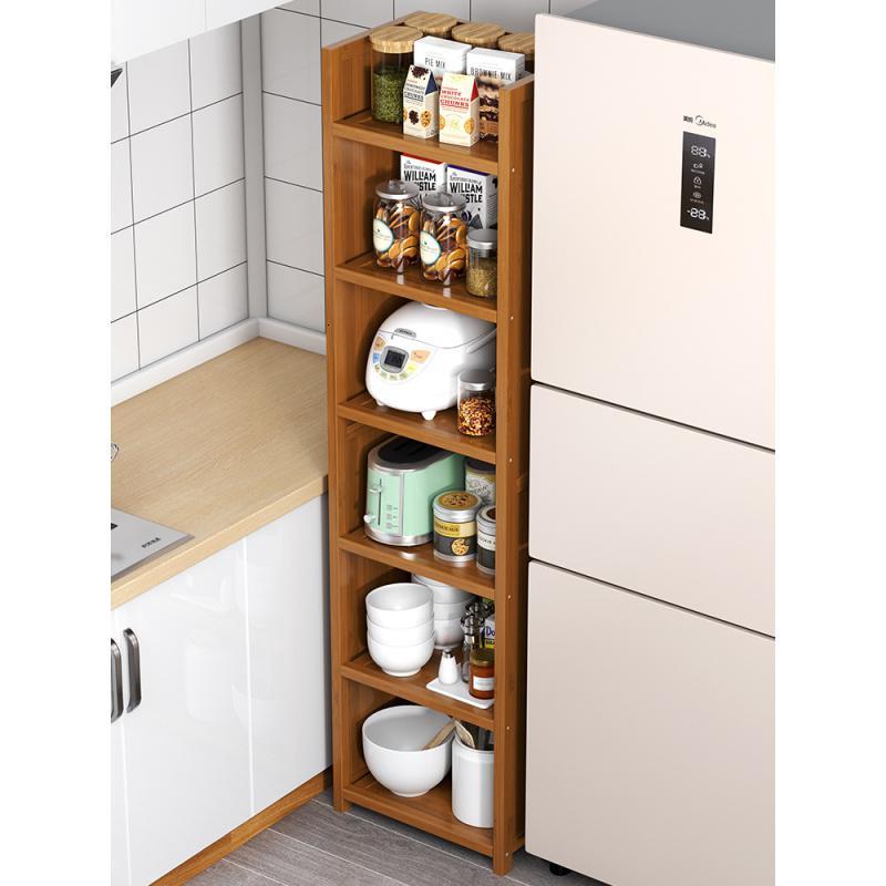 苏宁严选oloey厨房置物架楠竹窄缝隙碗碟调料收纳落地多层烤箱微波炉