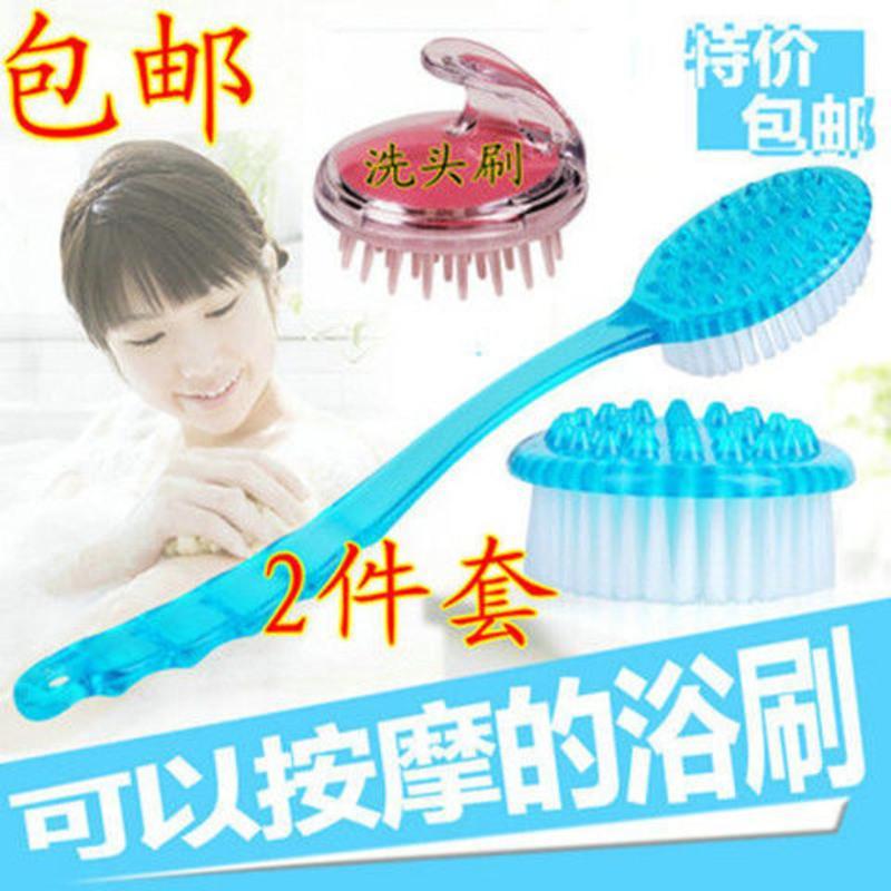 洗澡刷 搓背刷沐浴刷长柄刷软毛按摩捶擦背洗澡神器搓泥搓澡巾 1个洗澡刷颜色随机发货