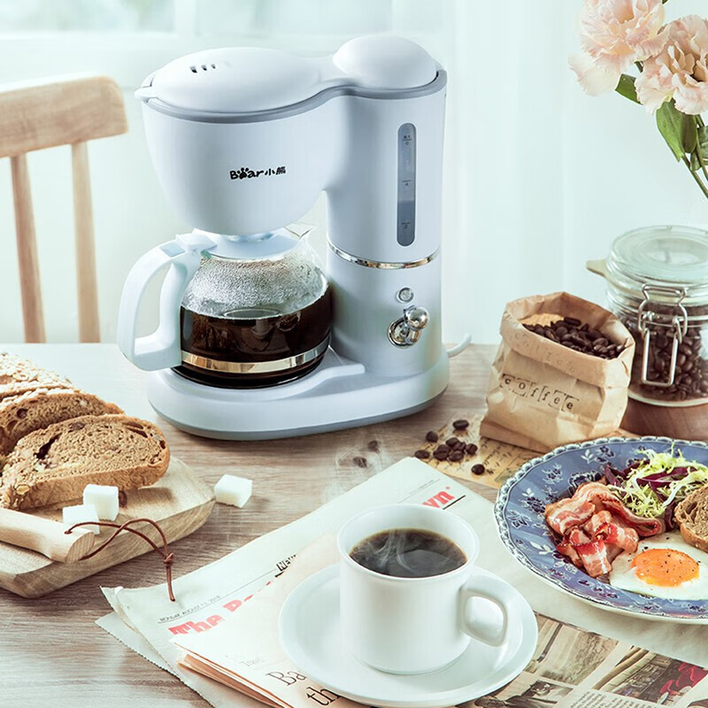 小熊咖啡机美式家用600ml滴漏式小型迷你煮茶器泡茶壶电热水壶煮咖啡壶 KFJ-A06K1天蓝色高清大图