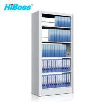 HiBoss 钢制书架JHDSM13图书馆书架双面1列1组五层灰白色