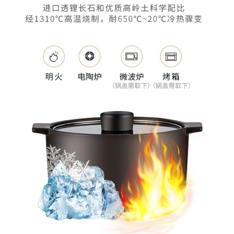 九阳(Joyoung)汤锅砂锅炖锅煲汤煲仔饭家用陶瓷锅明火燃气耐高温小沙锅陶瓷煲 [适用1-3人]-TCB1603高清大图