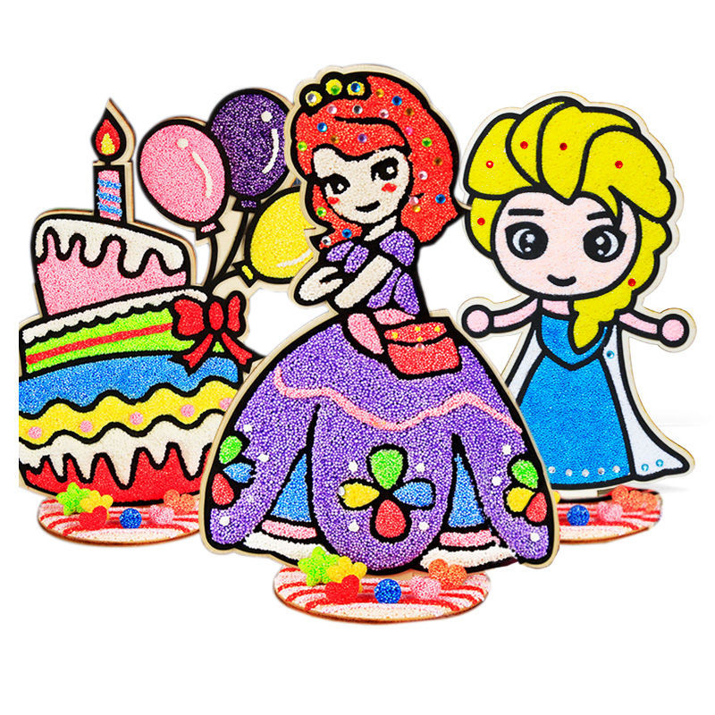 大号木板雪花泥画珍珠泥粘土画 儿童diy手工制作画板宝宝益智玩具 两