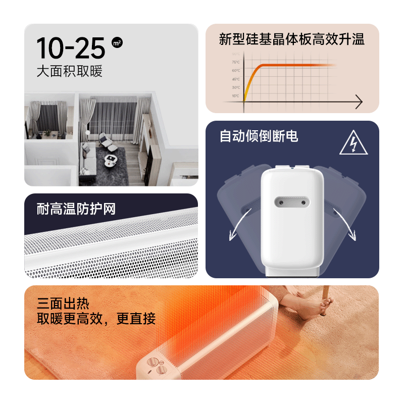 海路世(Heallux)硅晶电热膜取暖器防烫省电节能电暖气速热烤火炉