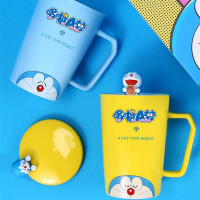 哆啦a梦少女心陶瓷带盖勺可爱卡通家用马克杯杯子水杯咖啡杯