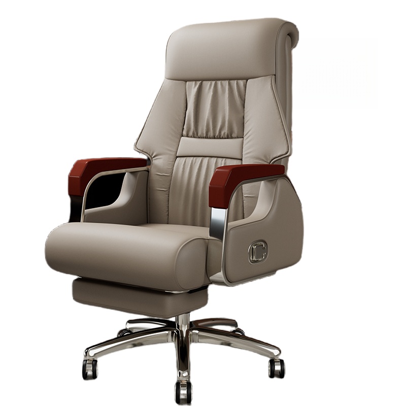 蕃蒂大班椅卡其色牛皮把高清大图