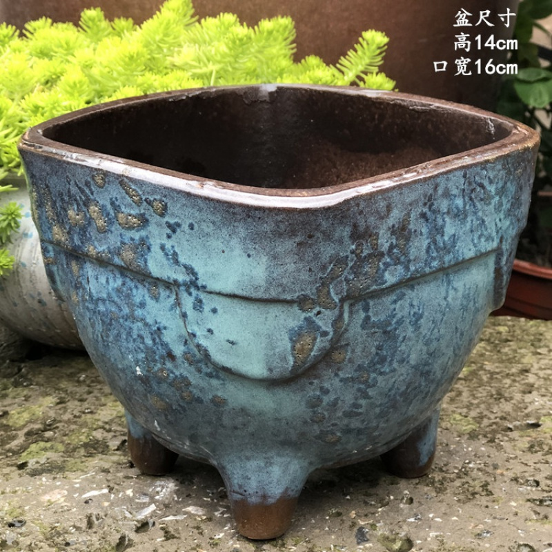 宜兴手工花盆粗陶方口高紫砂多肉盆绿植盆陶瓷多肉老庄盆盆兰花盆视频
