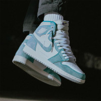 Air Jordan1 AJ1 灰粉 脏粉翻毛皮个性做旧黑脚趾 蒂芙尼绿麂皮运动高帮篮球鞋555088-311