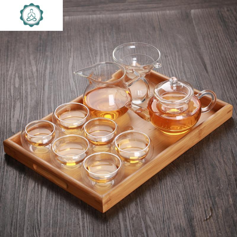 透明玻璃功夫茶具套装家用简约迷你泡茶壶红茶普洱小茶杯茶碗配件封后