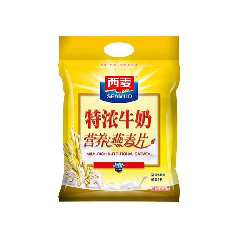 西麦(SEAMILD) 特浓牛奶营养燕麦片 700g*2袋装 独立小包 即食免煮 冲饮麦片 营养谷物早餐