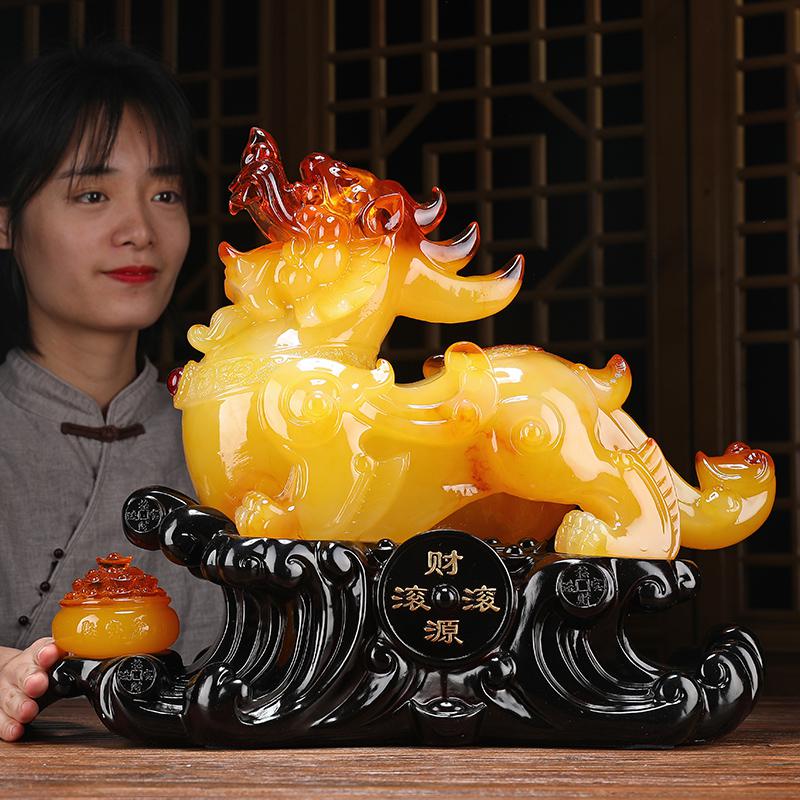 美帮汇貔貅摆件大号玉石皮丘办公室客厅装饰品摆设开业礼品高清大图