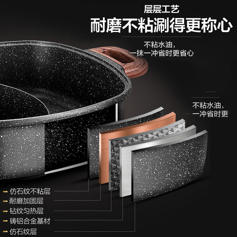 苏泊尔(SUPOR)多用途锅电火锅家用 多功能电热锅电煮锅6L大容量麦饭石色不粘锅鸳鸯火锅锅H3232FK609Y