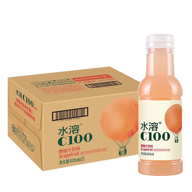 农夫山泉 水溶C100西柚味复合果汁饮料 445ml*15瓶