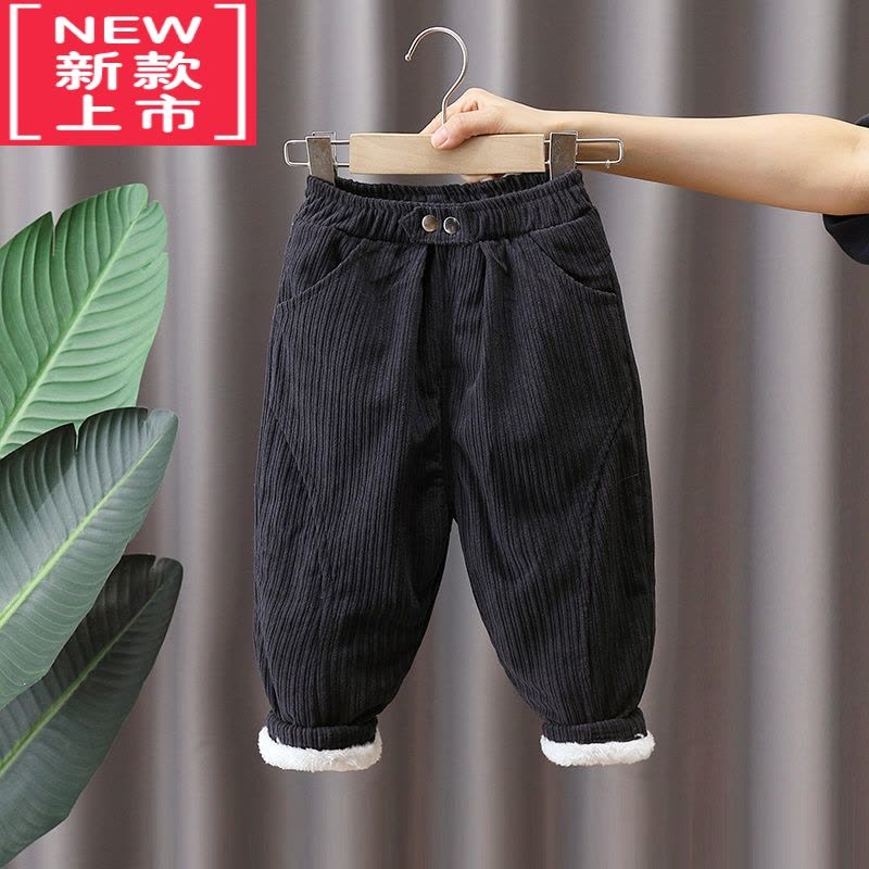 可莉允男童棉裤冬季加绒裤子儿童加厚灯芯绒裤冬装2022新款中小童保暖保暖裤图片