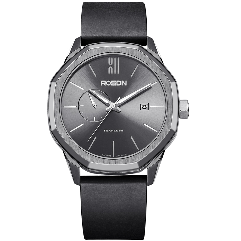 劳士顿(ROSDN)无畏系列手表男自动机械表运动简约胶带男士怀表时尚精选国产潮流男表G2190 水墨灰
