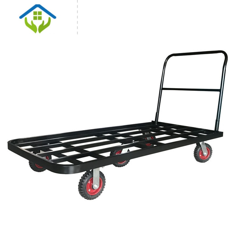 御蓝锦商业重型手拖车平板车手推车拉货小推车四轮推车手拉载货车大号