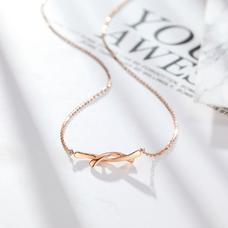 潮宏基愉悦红18k金项链玫瑰金锁骨链套链彩金项链女礼物fq