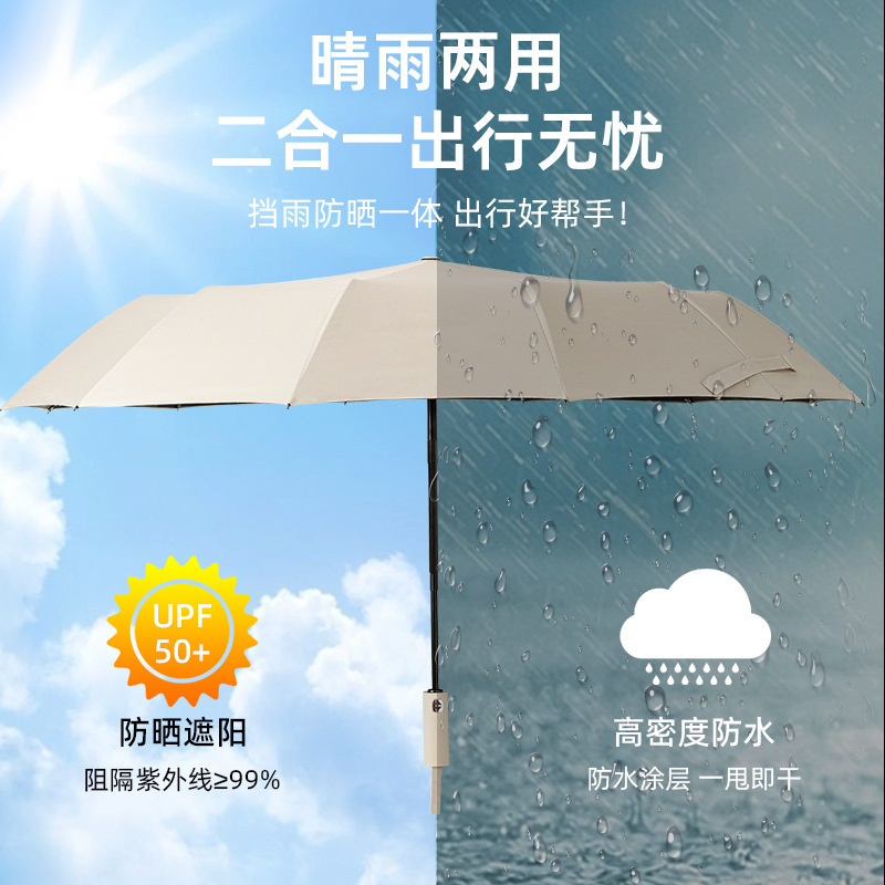 优橙雨伞全自动加大晴雨伞工厂批发折叠伞高级感[自动开收]24双龙骨遮阳伞可印制LOGO 200把起订高清大图