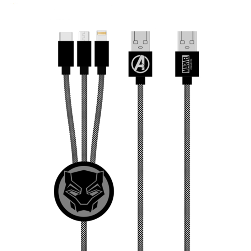 Marvel漫威 1.5米 三合一 数据线 极旋系列-黑豹