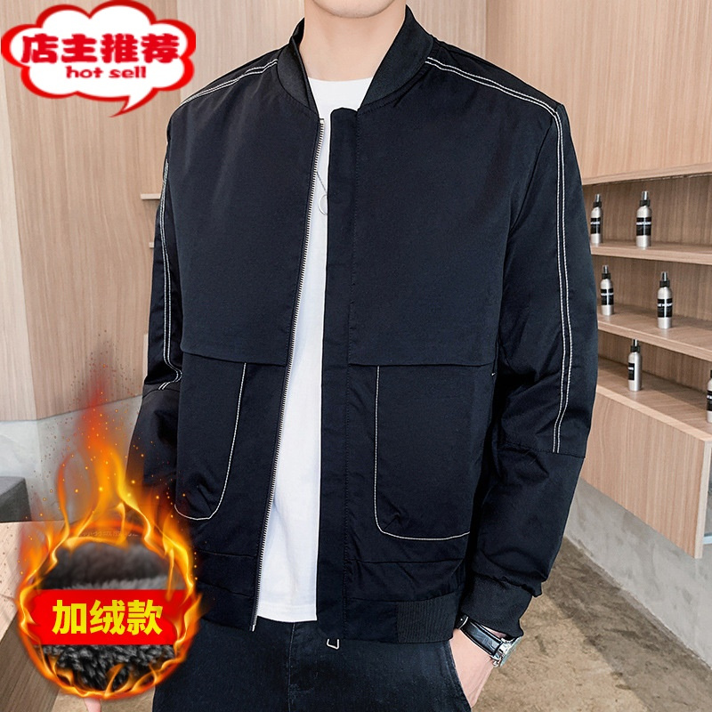 SHANCHAO棒球领外套男士2023新款潮流休闲宽松爸爸工装夹克衫上衣服