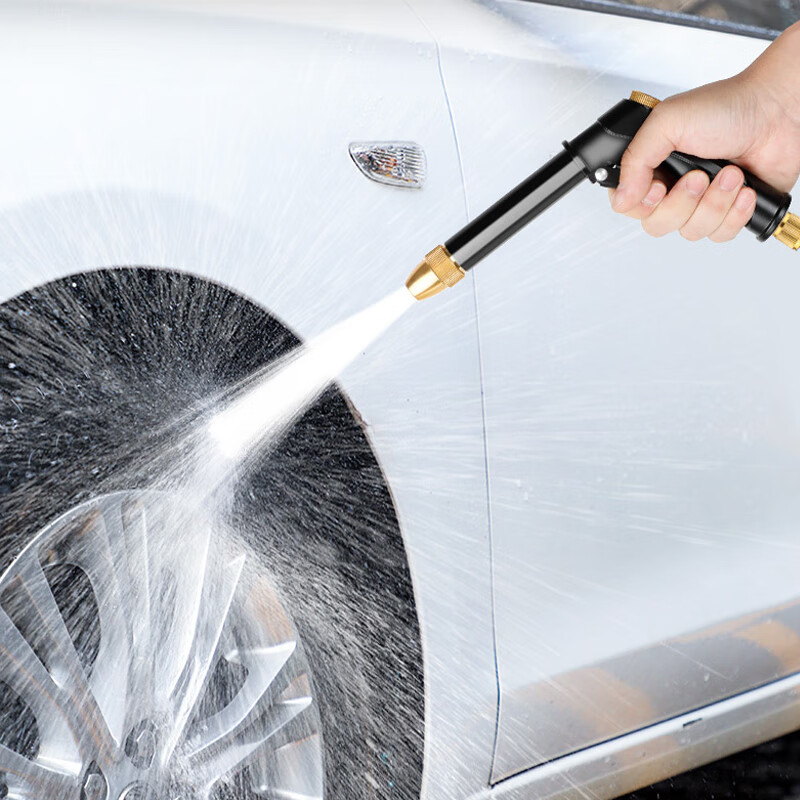 谋福 高压洗车水枪 水管软管 园艺可伸缩浇花清洁水管喷头[黑色水枪+10.5米套装注水前3.5米]高清大图